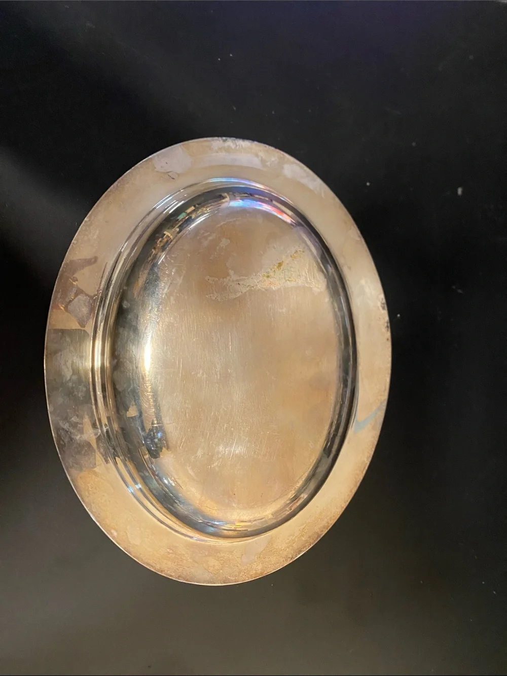 Silver-Tone Decorative Serving Bowl - Classic Oval Design